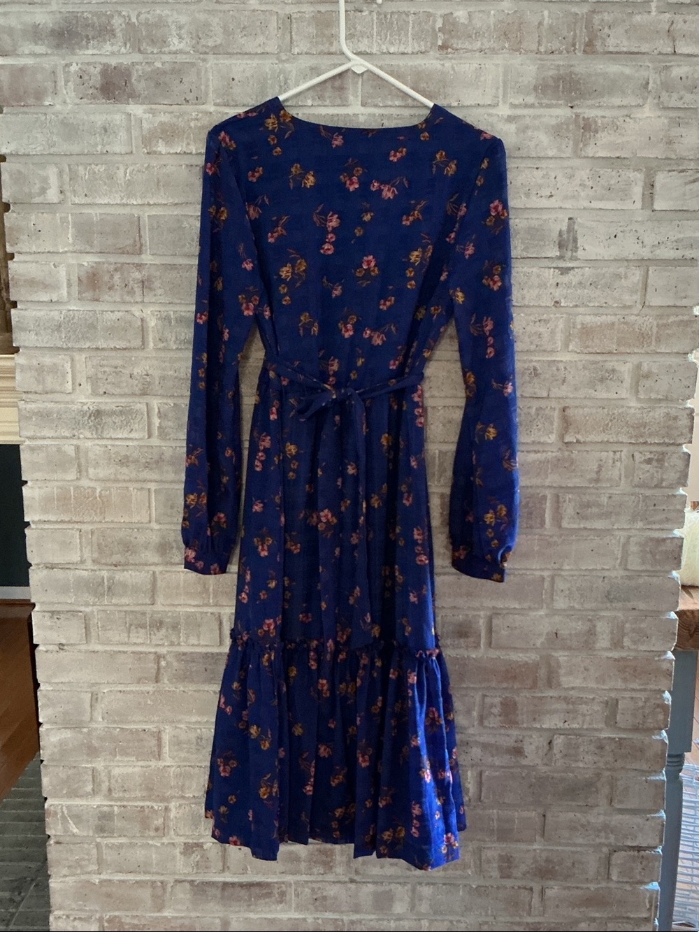 Draper James RSVP Royal Blue Floral Long-Sleeve Tiered Dress